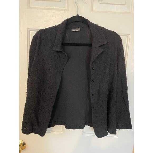 Front Street Sweaters - Front Street Womens Large Button Up Cardigan Black Collar Diamond Shape Button